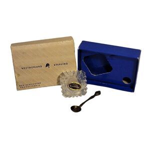 Boxed Set; Westmoreland Sterling LADY HILTON Salt Spoon & Cambridge Crystal Dip
